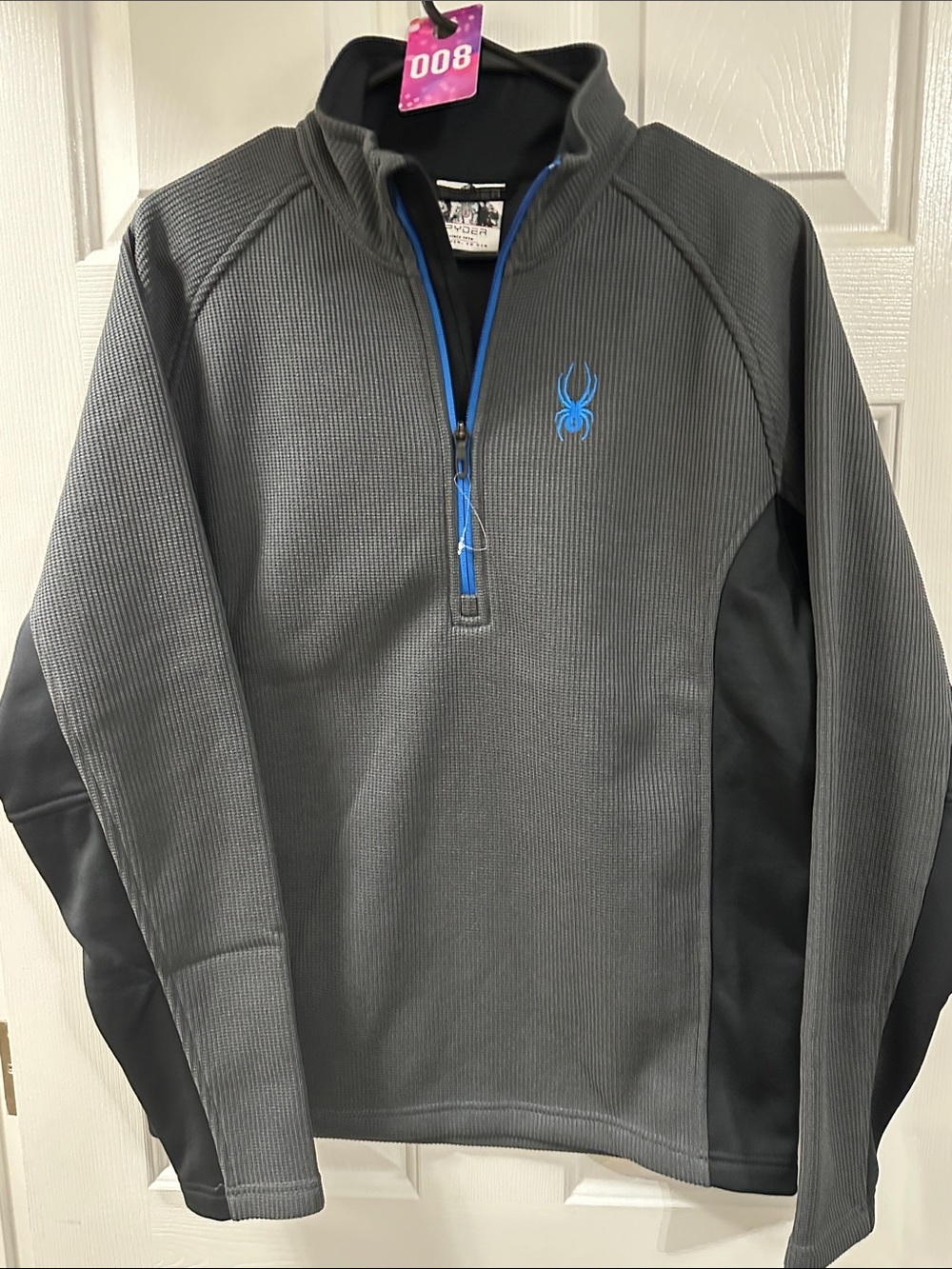 Spyder Men’s Gray Zip-Up Sweater with Blue Trim